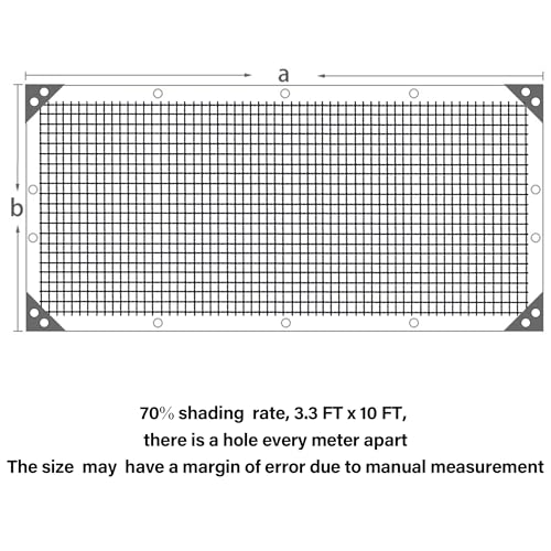 winemana 70% Black Shade Cloth, 3.3 x 10 FT Garden Mesh Tarp for Plants Heat Protection with Grommets, Sunshade Plant Cover for Greenhouse, Barns Kennel, Outdoor Netting Screens for Patio & Porch - size: 3.3 Ft X 10 Ft, style: 70%