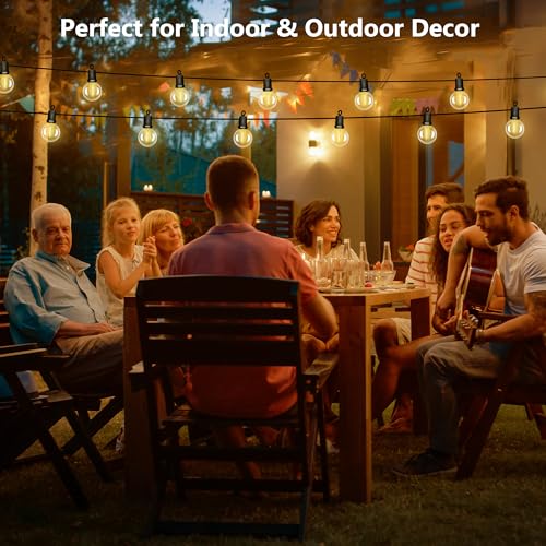25Ft LED G40 Globe Outdoor String Lights Waterproof Patio Lights with 13 Shatterproof Warm White Bulbs, Hanging Light for Backyard Balcony Wedding Christmas Party Decorations, Black Wire - color: Black Wire, size: 25Ft