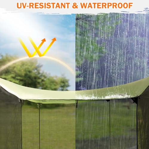 Screen House for Hammock with Tarp Poles, AYAMAYA Large Size 18 x 11 FT Camping Tarp with Mosquito Net, Portable Hammock Tent Rainfly with Bug Net for Picnics Backyards Backpacking Camping Beach