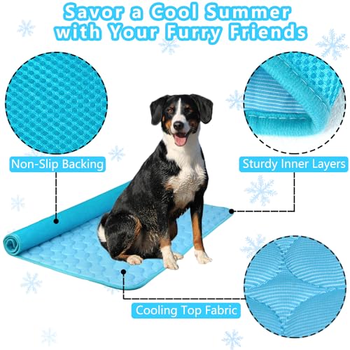 Dog Cooling Mat for Dogs, Pet Cooling Pad Bed for Dog Easy Washable for All Types of Pets and Perfect for Both Indoor and Outdoor Use, Including Car Seats 28" x 22" - color: B-Blue-1 Pc, size: 28 in x 22 in