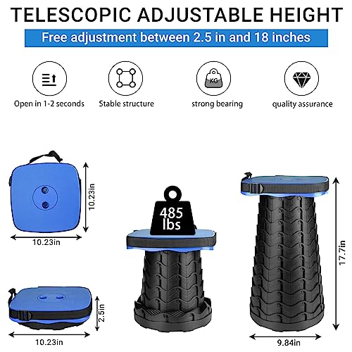 Upgraded Folding Stool - 485lbs Load Capacity,Telescopic Stool,Portable Collapsible Seat for Camping,Fishing,Hiking,Travel - color: Blue