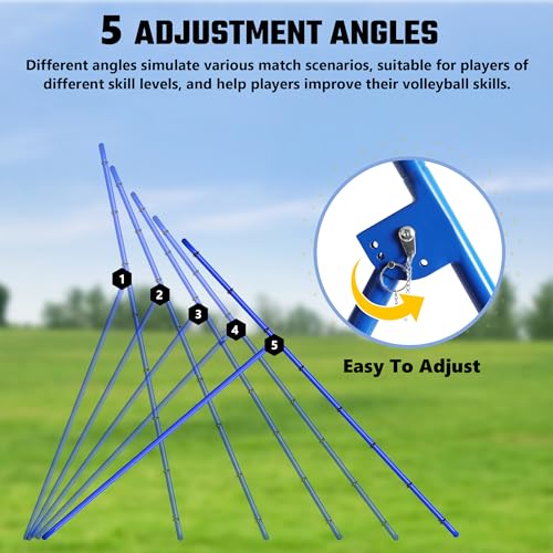 Volleyball Rebounder Net 7x4FT with Adjustable Angles for Spiking, Bumping, Passing | Foldable Training Net with Dual-Bar Frame, Ground Stakes & Carry Bag for Indoor Outdoor Volleyball Practice
