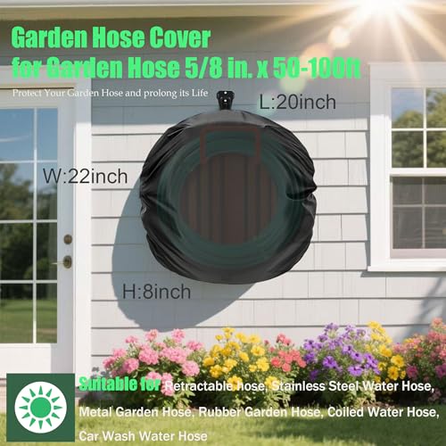 Hose Cover - Garden Hose Reel Cover(Fits 5/8" x 50-100ft), Protect & Extend Life, Sun-Proof, Waterproof, Dustproof, Heavy Duty 420D Oxford Spun Cloth, Double-sided Material, Hose Covers for Outside - color: Oxford-for Hose 5/8 in. x 50-100ft