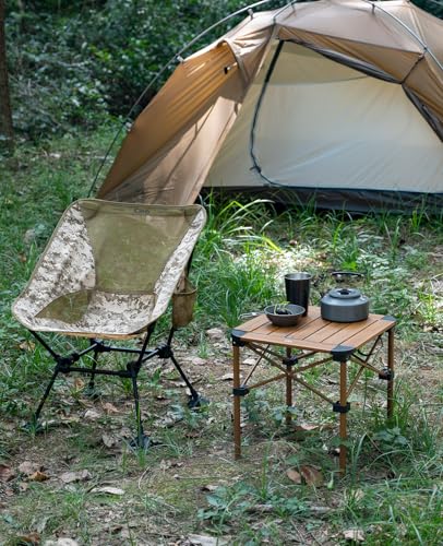 iClimb Lightweight Stable Alu. Folding Square Table Roll Up Top with Carry Bag for Camping Picnic Backyards BBQ Camp Kitchen (Green, M) - color: Green, size: Medium