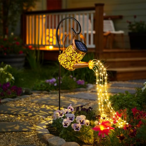 Solar Lights Outdoor Decor, Perfect Gardening Gift for Mom Women Grandma, Thoughtful Birthday Present, Hanging Lanterns Watering Can Lights for Garden, Yard, Porch, Patio Backyard Decoration - size: Flower-standard - 1 Pack