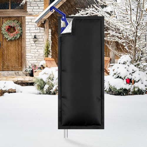Outdoor Faucet Covers for Winter, 47.2"H×13.4"W - Waterproof Oxford Fabric Water Faucet Cover, Freeze Protection Outdoor Faucets Hose Bibs for Wall Taps Garden, Lawn, and Sprinkler Systems - size: 47.2×13.4inch