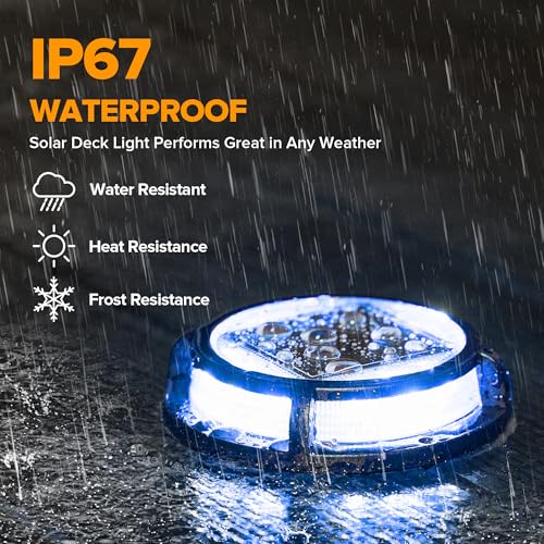 LUTEC 12 Pack Solar Deck Lights Driveway Dock 12 LEDs Light Solar Powered Outdoor Waterproof Road Markers for Step Sidewalk Stair Garden Ground Pathway Yard (Blue) - color: Blue, size: 12 Pack