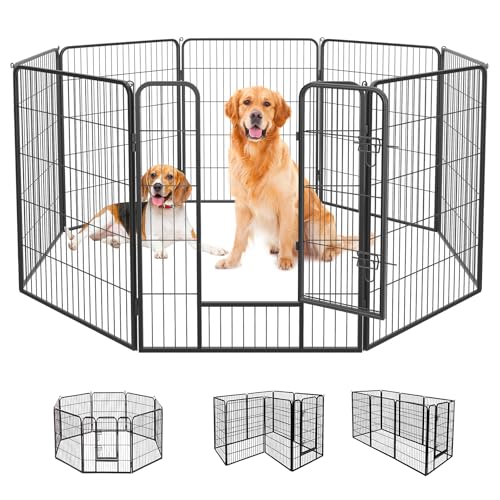 FDW Dog Playpen Dog Pen Dog Kennel 8 Panels 40 Inch Hight Indoor Outdoor Folding Metal Portable Puppy Exercise Pen Heavy Duty Dog Fence for Yard Camping,Black - style: 8 Panels
