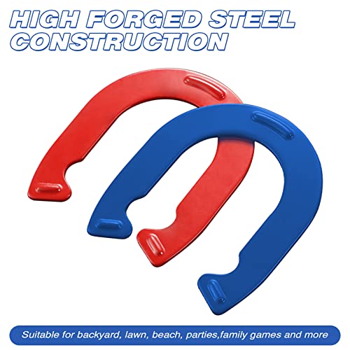 Horseshoes Outside Game, Horseshoes Outdoor Games Set Heavy Duty Steel 4 Horse Shoes & 2 Stakes, Horse Shoes Outdoor Games for Adults and Family - Ideal for Backyard, Lawn, Beach