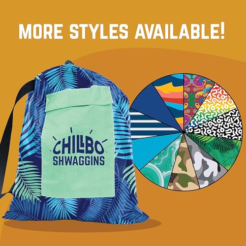 Chillbo Inflatable Couch – Unique Designs - No-Pump Setup, Ripstop Polyester, Stability Pegs, Fun Prints - Portable Air Inflatable Lounger for Beach, Camping, Festivals, and Tailgating - color: Blue Leaf, size: Large