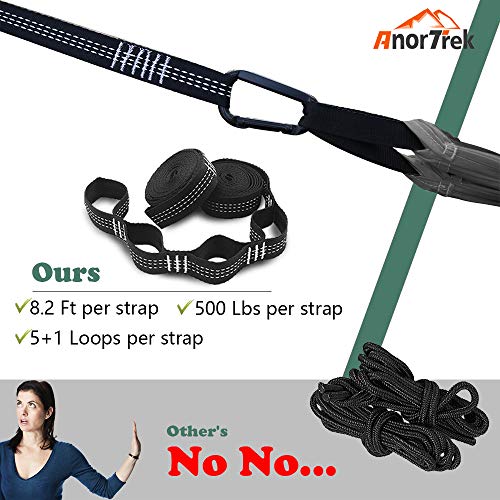 AnorTrek Camping Hammock with Mosquito Net, Double & Single Lightweight Portable Hammocks with Tree Straps, Parachute Hammock for Camping, Backpacking - color: Black&gray, size: Single 102"L x 55"W