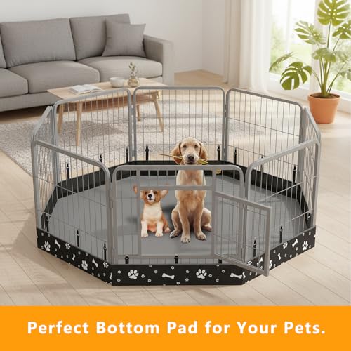 Dog Playpen Bottom Pad Fits for 24 Inch 8 Panels Metal Exercise Pet Playpen, Dog Crate Pad Puppy Playpen Pad, Elastic Band Connections.(Note: Playpen Not Included) -Black - color: Black