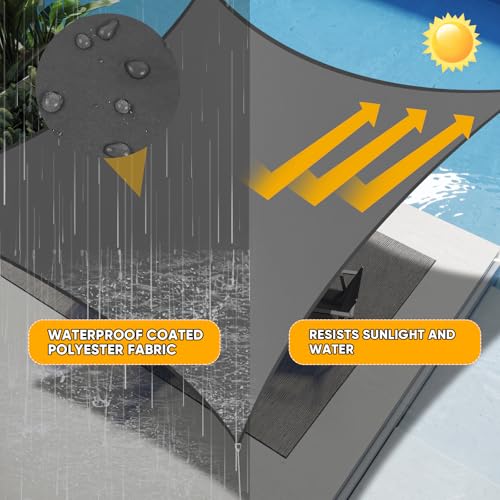 Shade&Beyond 8'X10' Waterproof Sun Shade Sail, Dark Grey UV Block Sun Shades Outdoor, Shade Canopy for Garden Patio Backyard Lawn Deck, Rectangular - color: Dark Grey, size: 0 8' X 1 0', style: Rectangle
