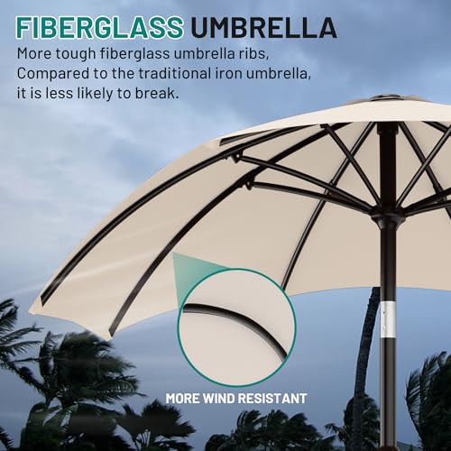 AreShark 10 FT Outdoor Patio Umbrella, Patio Table Umbrella with Push Button Tilt and Crank, Outdoor Patio Umbrellas with 8 Fiberglass Ribs, Patio Umbrellas for Market, Garden, Pool (Cream White) - color: Cream White