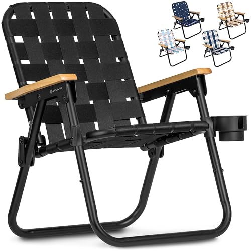 GoSports WOVN Beach Backpack Chair - 9 Styles Available - Premium Folding Camping Chair - color: Black
