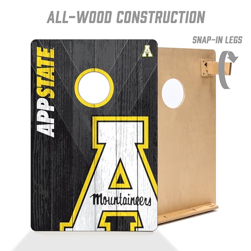 YouTheFan NCAA 2’ x 3’ Wood Cornhole Game with Logo Bags - color: Appalachian State Mountaineers, size: 2' X 3'