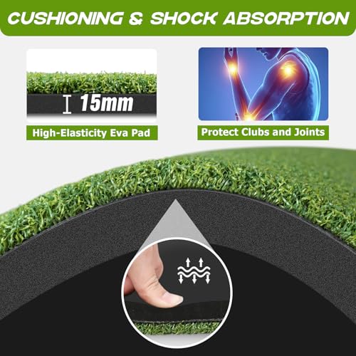 Bltend Dual Turf Golf Mat 31mm: 5x5ft/5x4ft Heavy-Duty Golf Hitting Mats Practice Outdoor/Indoor, Elite Dense Artificial Turf Matt Training Aid for Garage/Simulators/Driving Range/Backyard - style: 5'x5' Elite - 31mm