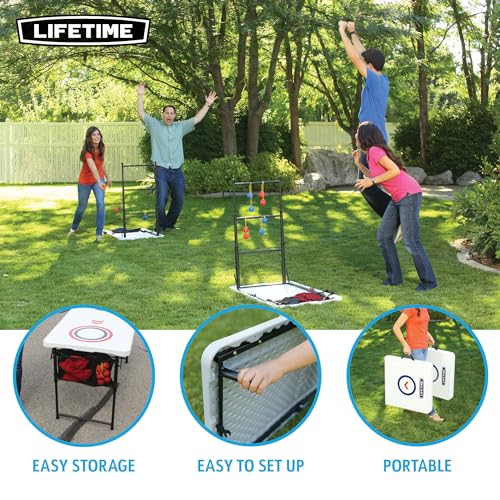Lifetime Heavy Duty Cornhole, Ladder Golf Game and Table Combo Set