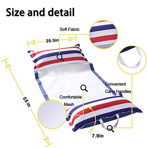FindUWill Fabric Pool Hammock Floats, XL, 2Pack Inflatable Water Hammocks Floaties 4-in-1 (Saddle, Lounge Chair, Hammock, Drifter), Pool Float Lounger for Adults - color: Classic&Jungle