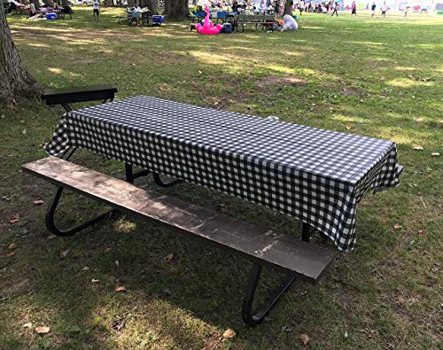 Neatiffy Disposable Plastic Table Cloth Roll | 54 in x 108 Ft Waterproof Tablecloth | Table Cover for Rectangle, Square, Round Oval Tables | Picnic, Party, Banquet, Birthdays, Weddings, BlackCheckered - color: Black Checkered