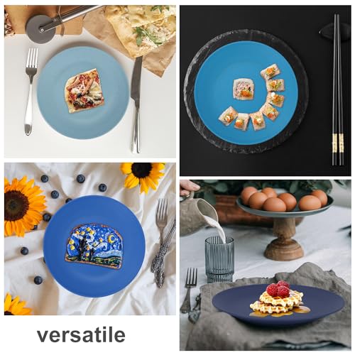Wrova Wheat Straw Dinner Plates 10 Inch Unbreakable Set of 8 - Dishwasher & Microwave Safe Plastic Plates Reusable - Lightweight Plates for kitchen,camping,salad,appetizer - Ocean Series - color: Gradient Blue, size: 10 inch