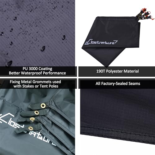 Clostnature Tent Footprint - Waterproof Camping Tarp, Heavy Duty Tent Floor Saver, Ultralight Ground Sheet Mat for Hiking, Backpacking, Hammock, Beach - Storage Bag Included - color: Black, size: 96'' x 96''