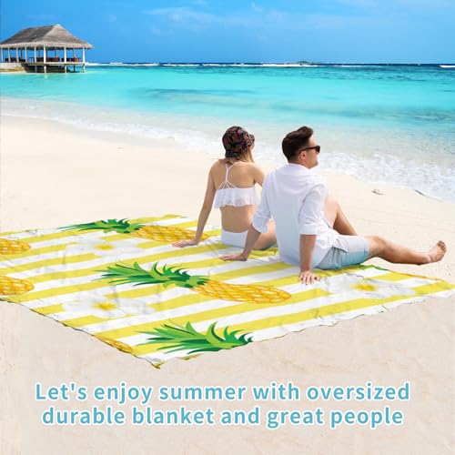 Beach Blanket 78''×110'' Suits 1-7 Adults Waterproof Sandproof Oversized Lightweight Waterproof Durable Blanket Large Picnic Mat for Beach Travel Camping Picnic Hiking - color: Pineapple, size: 78''x110''