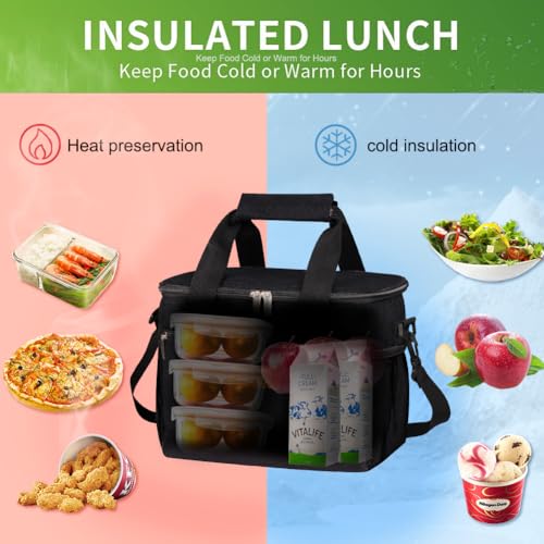 iknoe Insulated Lunch Bag, Foldable 8.5L Cooler Bag for Men & Women, Leakproof Thermal Design, Great for Office, Picnic, Travel, Lunch Box, Black - color: Black, size: Medium