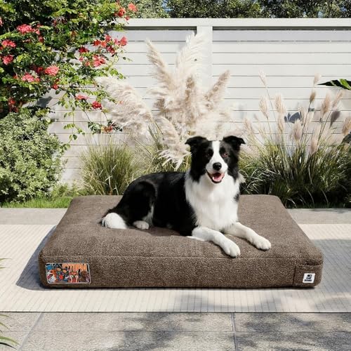 Sytopia 36 Inch Indestructible Dog Beds for Large Dogs, Chew Proof Waterproof Pet Crate Pad with Machine Washable Removable Cover, Great for Indoor, Outdoor, Crate, Patio Use, Brown - color: Brown, size: Large
