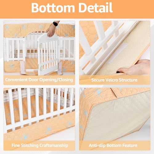 PJYuCien Dog Playpen Bottom Pad and Cover Fits for 36 Inch 4 Panels Exercise Pet Pen, Orange - style: Orange Bottom Cover Set, 36"Width, Orange ( Adhesive Tape Connections )