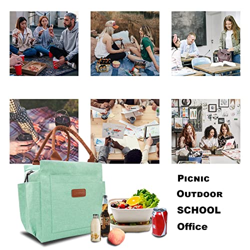 Joymee Lunch Bag Women Insulated Lunch Box Reusable Leakproof Large Spacious Tote for Women Men Adult with Bottle Holder and Side Pockets for Work Picnic Travel - Heather Teal - color: 04 Heather Teal