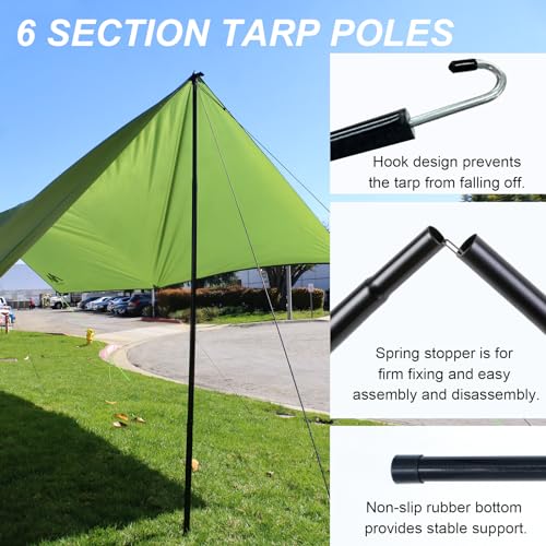 AYAMAYA Camping Tarp with Poles Heavy Duty, 10 x 10 FT Extra Large Waterproof Tarp Tent Awning, Hammock Rain Fly Sun Shelter for Camping, Beach, Picnic, Outdoor Activities
