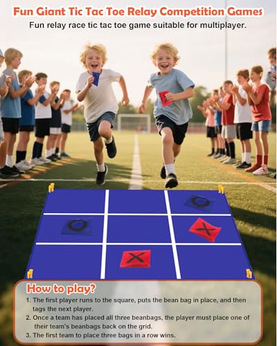 Carnival Games Set, Giant Tic Tac Toe Games, 4.5ft x 4.5ft Double-Sided, 26" Dart Board with Sticky Balls, Soft Plastic Cones Ring Toss Game Set for Kids Adults Family Outdoor Lawn Yard Birthday Party - size: D+GTD-T