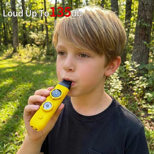 Multifunctional Survival Emergency Whistle for Kids with Compass Hiking Survival, Thermometer & Neck Lanyard | Emergency Safety Gear for Hiking, Camping, Kayaking, Boating, Climbing - color: egg yellow2pcs