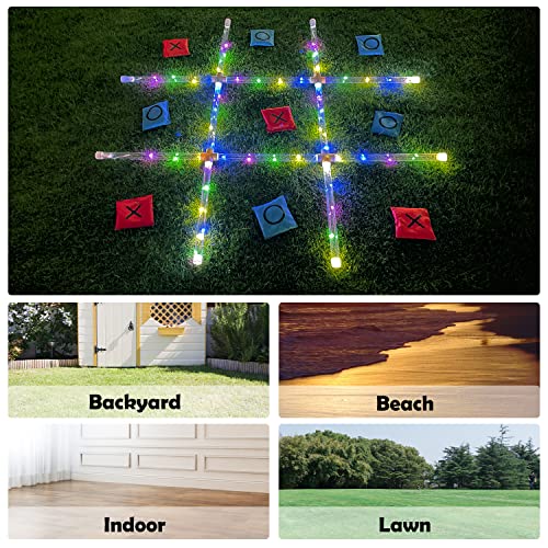Outdoor Games Giant Tic Tac Toe Games, Yard Lawn Games with Light Glow in Dark for Family Adults and Kids