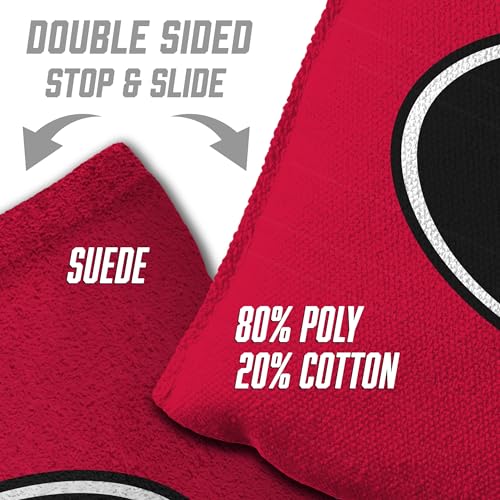 YouTheFan Officially-Licensed NCAA Set of 8 Cornhole Bags - All Weather Dual Sided Slide & Stop - Regulation Size with Carry case - color: Georgia Bulldogs