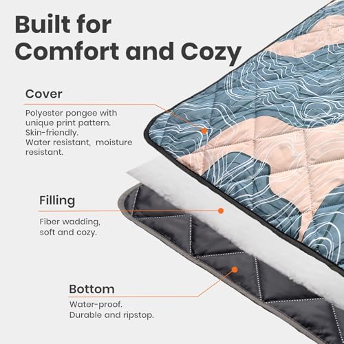 Waterproof Outdoor Blanket, 79" x 55" Large Packable Picnic Blankets, Foldable Picnic Mat for Park, Lawn, Grass, Beach, Concert (Abstract Line) - color: Abstract Line