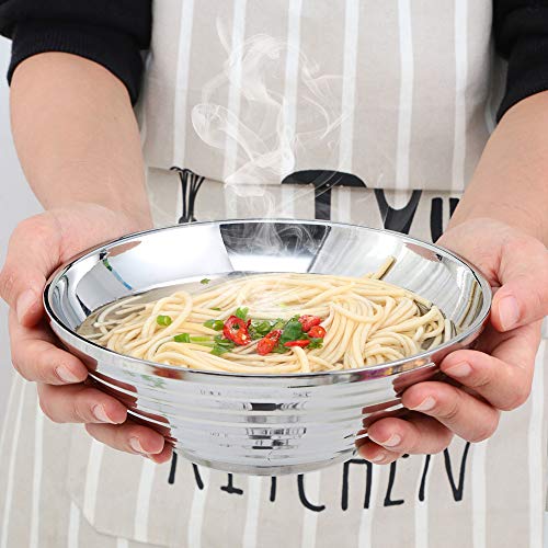Stainless Steel Ramen Bowl Set, 7.8 Inch Double-Wall Noodle Bowls with Chopsticks Spoons & Chopstick Rests, Modern Soup Dining Bowl for Ramen Pho Salad, Pack of 2, Dishwasher Safe