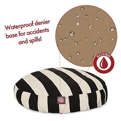 Black Vertical Stripe Medium Round Indoor Outdoor Pet Dog Bed With Removable Washable Cover By Majestic Pet Products - color: Black, size: Medium