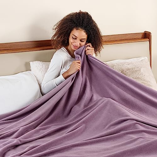 Berkshire Blanket Microfleece Queen Size Bed Blanket Lavender, Lightweight Soft Breathable Plush Micro Fleece Blanket for Bed Couch Sofa, 90x90 Inches - color: Lavender, size: Full/Queen