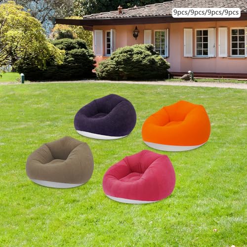 9 PCS Inflatable Ultra Lounge with Ottoman,Blow up Couch Load 264.55 Lbs,Inflatable Bean Bag Chairs for Homes, Yards, Lawns, Campsites, Balconies,Offices,Gardens (Red) - color: Red