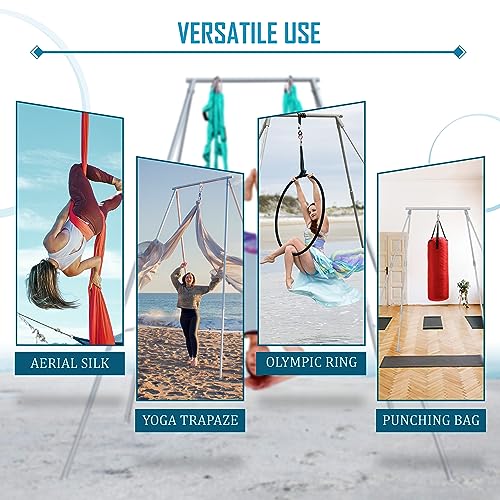 FEBTECH - Aerial Yoga Stand Frame - Heavy Duty Steel Yoga Trapeze Stand Support up to 550 lbs - Portable Indoor Outdoor Arial Stand