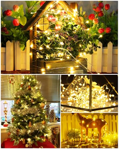Blingstar USB Powered Fairy Lights, 2 Pack 33Ft 100 LED, Flexible Silver Wire, Mini String Lights for Christmas Tree/Bedroom/Camping/Holiday Indoor Decoration, Warm White - color: Warm White