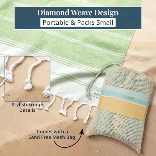 LANE LINEN Beach Blanket Sandproof – Lightweight Oversized Picnic Mat with Quick-Dry Comfort & Diamond Weave Design 82"x82", Beach Accessories Must-Haves, Park Outings, Coastal Getaways – JadeLime - color: 12: Jade Lime, size: Beach Blanket (80" x 80")