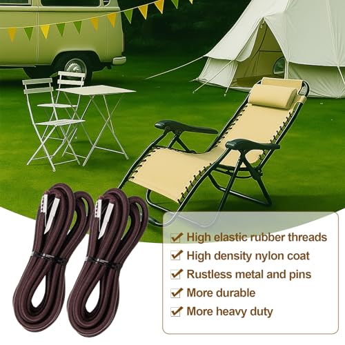 Zero Gravity Chair Replacement Cord,Antigravity Chair Replacement,4 Pack Elastic Cords Repair Tool Kit for Repairing Zero Gravity Chair(Brown) - size: Brown