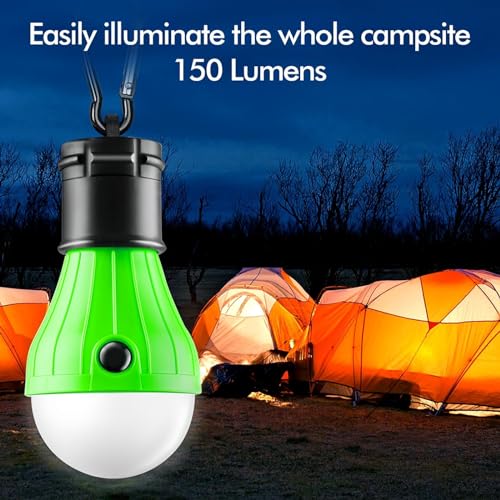 FLY2SKY Portable LED Tent Lamp, Clip Hook Hurricane Emergency Light Bulb, Camping Equipment Lanterns for Hiking, Backpacking Outage, B-CLOSED-HOOK, 4 Packs - style: B-CLOSED-HOOK