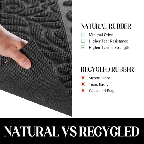 Yimobra Welcome Mat Outdoor 29.5x17, Waterproof Non-Slip Outdoor Mats for Front Door Outside Entrance, Low-Profile Entryway Mat Indoor for Garage Patio, Grey - color: Grey, size: 29.5x17 Inch