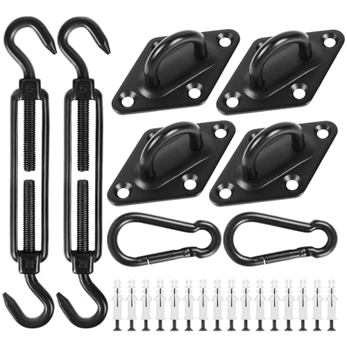YOFIT Shade Sail Hardware Kit 5 Inch Stainless Steel Turnbuckles for Sun Shade Sail Outdoor Patio Canopy Installation Accessories for Triangle Rectangle Shade, 40 Pcs, Black - size: 5 inch 40 pcs-Black