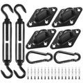 YOFIT Shade Sail Hardware Kit 5 Inch Stainless Steel Turnbuckles for Sun Shade Sail Outdoor Patio Canopy Installation Accessories for Triangle Rectangle Shade, 40 Pcs, Black - size: 5 inch 40 pcs-Black