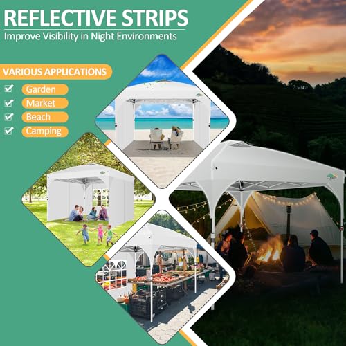 COBIZI 10x10 Pop up Canopy, Canopy Tent for Party with One Push Central Button Air Vent, Event Shelter with Sidewalls and Reflective Strip (White) - color: White, size: 10x10ft With 3 Sidewalls